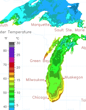 Great Lakes water temperatures 