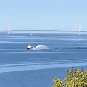 Mackinac Bridge and ferry