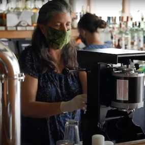 Bartending with a mask on