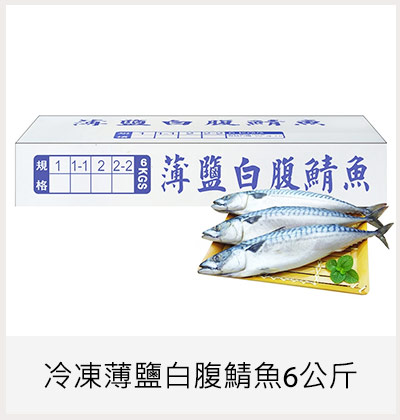 冷凍薄鹽白腹鯖魚6公斤