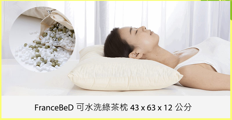 FranceBeD 可水洗綠茶枕 43 x 63 x 12 公分