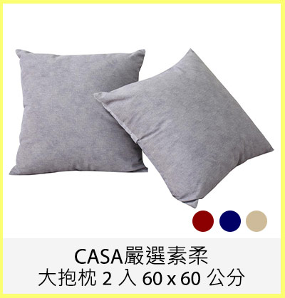 CASA嚴選素柔大抱枕 2 入 60 x 60 公分