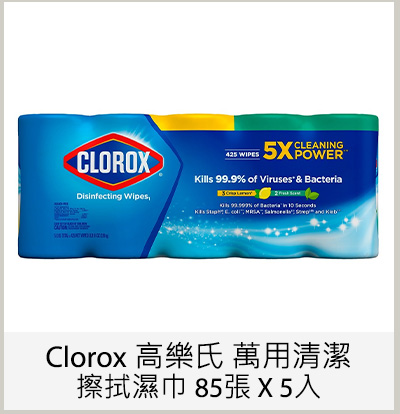 Clorox 高樂氏 萬用清潔擦拭濕巾 85張 X 5入