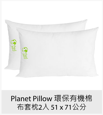 Planet Pillow 環保有機棉布套枕2入 51 x 71 公分