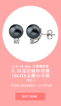 9.0-10.0mm 大溪地珍珠0.35克拉圓形切割18K白K金鑽石耳環 VS2, I