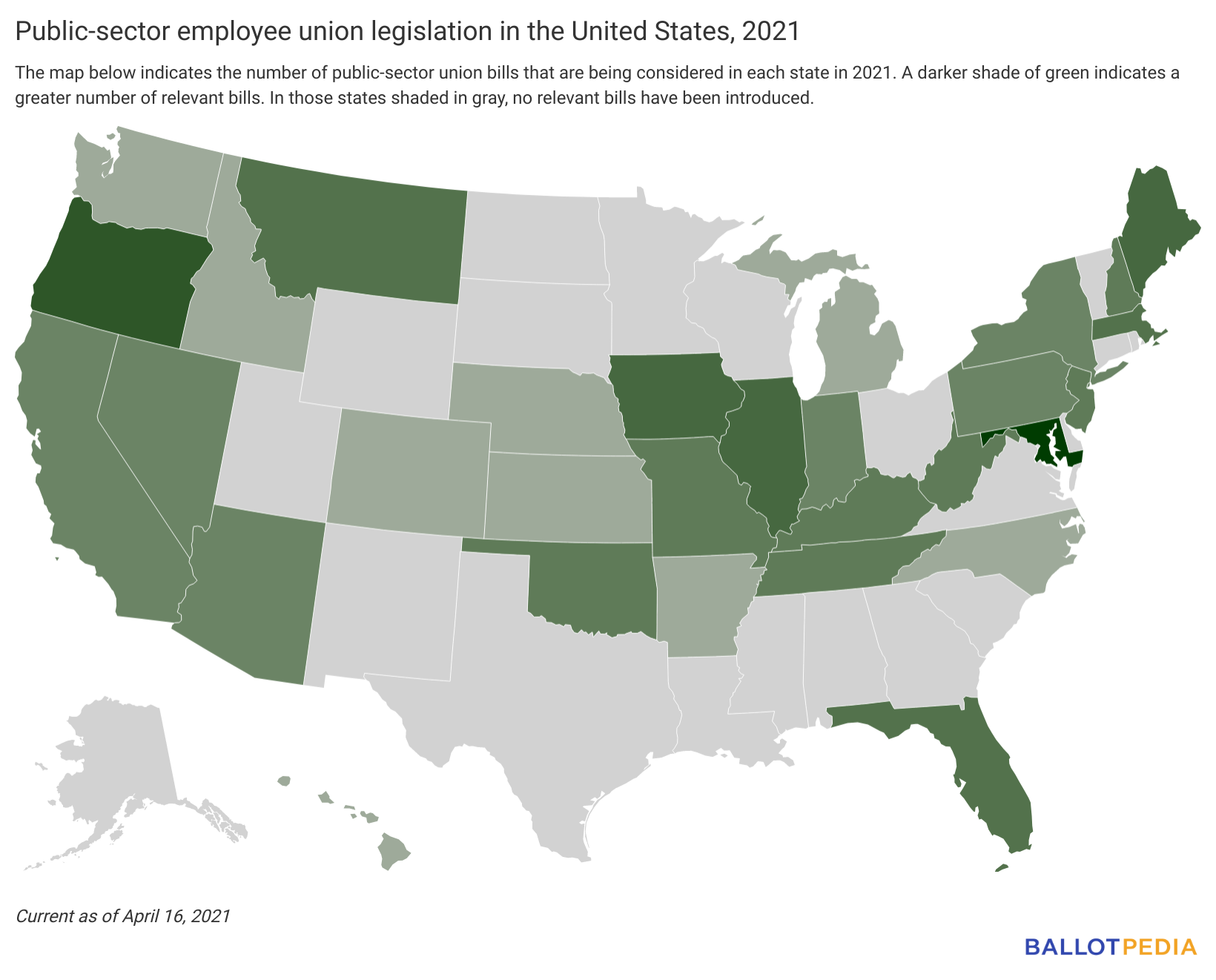 Number of relevant bills by state