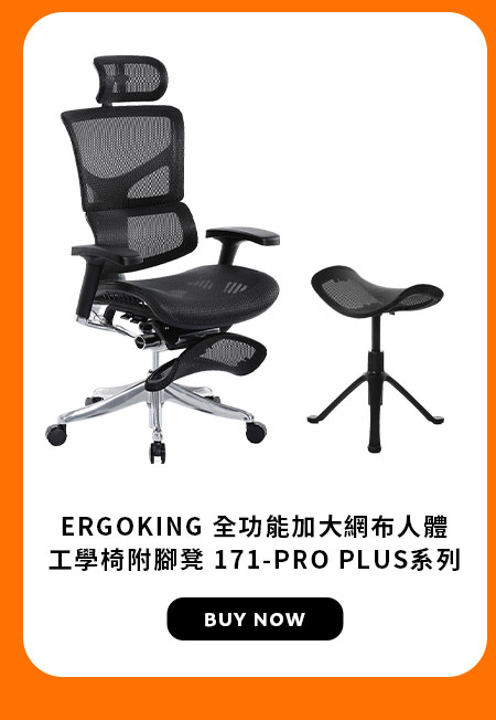 ERGOKING 全功能加大網布人體工學椅附腳凳 171-PRO PLUS系列