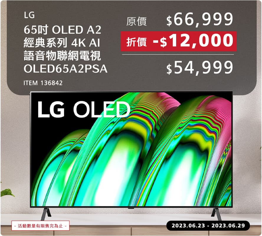 LG 65吋 OLED A2 經典系列 4K AI 語音物聯網電視 OLED65A2PSA