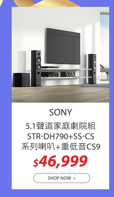 SONY 5.1聲道家庭劇院組 STR-DH790+SS-CS系列喇叭+重低音CS9