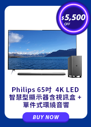 Philips 65吋  4K LED 智慧型顯示器含視訊盒 + 單件式環繞音響