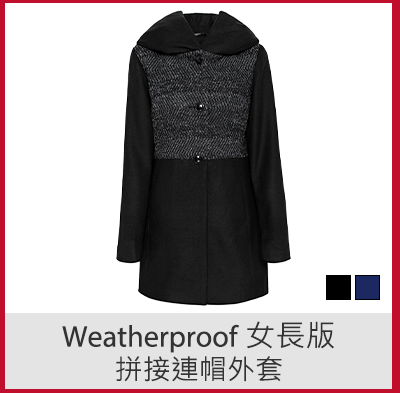 Weatherproof 女長版拼接連帽外套