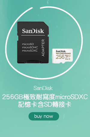 SanDisk 256GB 極致耐寫度 microSDXC 記憶卡含SD轉接卡