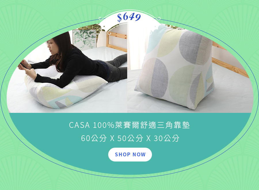 CASA 100%萊賽爾舒適三角靠墊 60公分 X 50公分 X 30公分