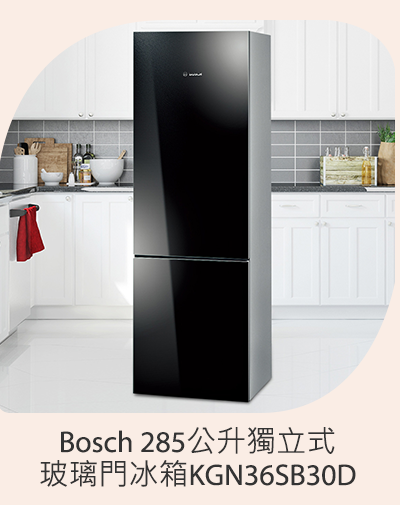 BOSCH 285公升獨立式玻璃門冰箱 KGN36SB30D