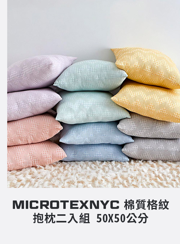 MICROTEXNYC 棉質格紋抱枕二入組 50 X 50公分