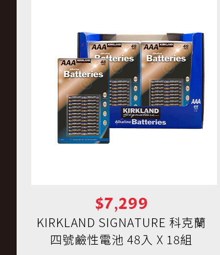 KIRKLAND SIGNATURE 科克蘭 四號鹼性電池 48入 X 18組